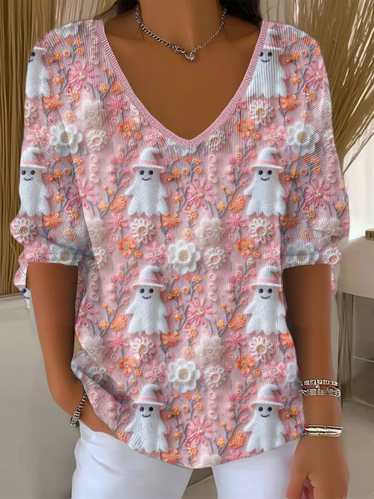 Women's Halloween Graphic T-shirt Casual Comfort Regular Striped Top