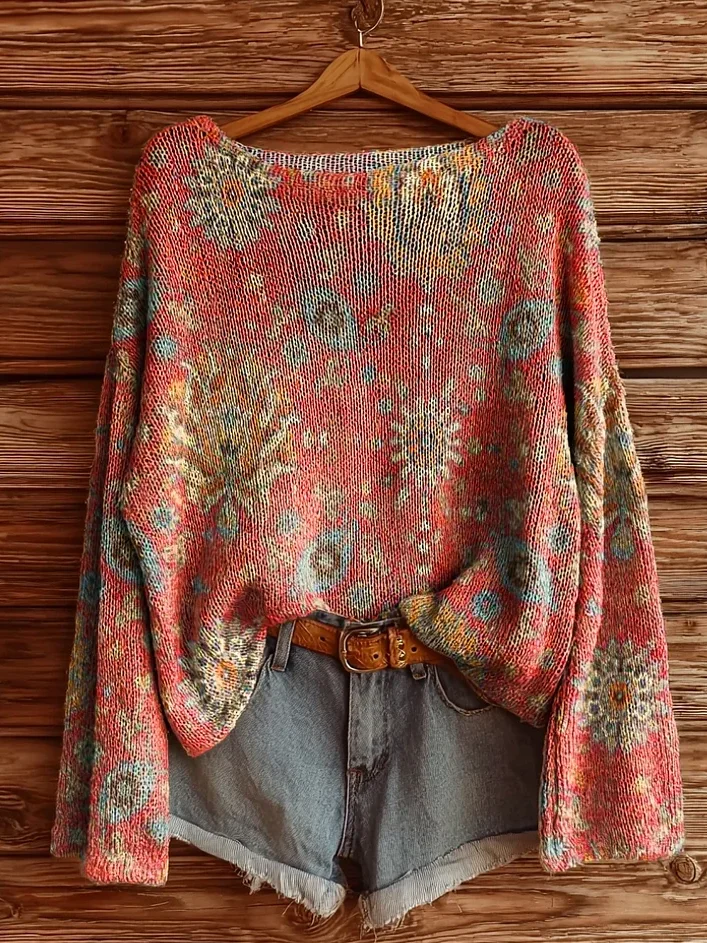 Women's Floral Print Casual Long Sleeve Top