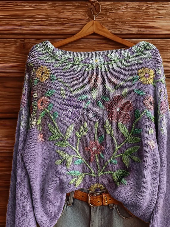 Women's Floral Print Casual Long Sleeve Top