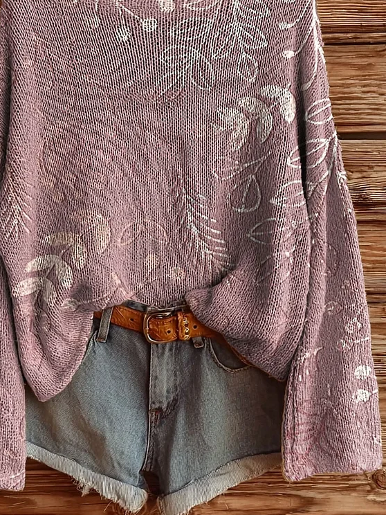 Women's Floral Print Casual Long Sleeve Top