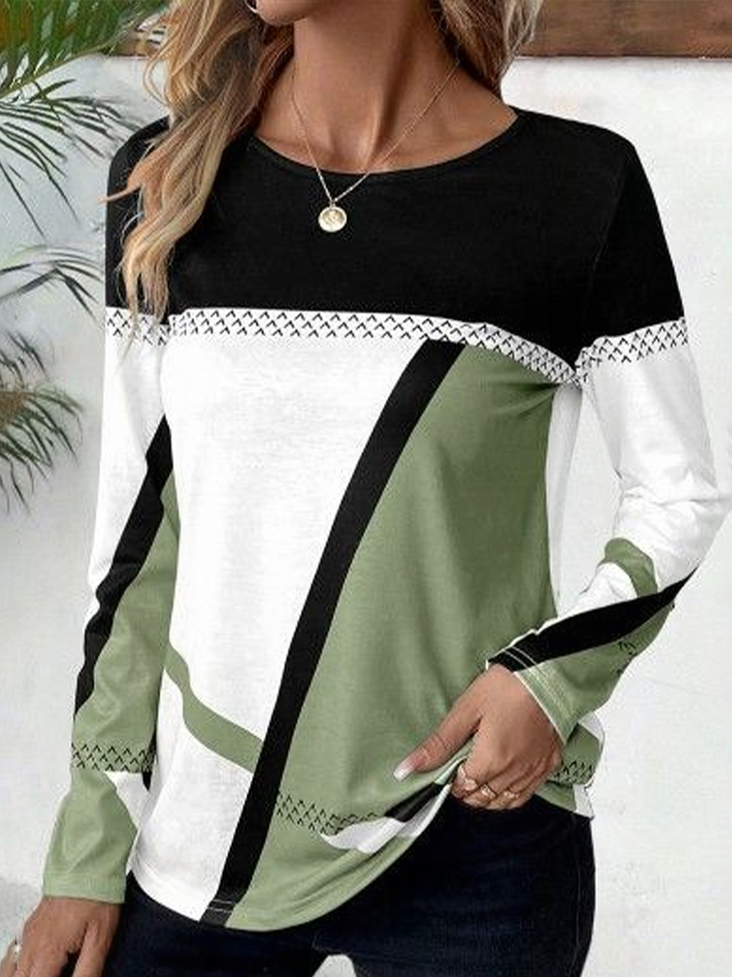 Women's Long Sleeve T-shirt Spring/Fall Red Abstract Printing Jersey Crew Neck Daily Going Out Casual Top