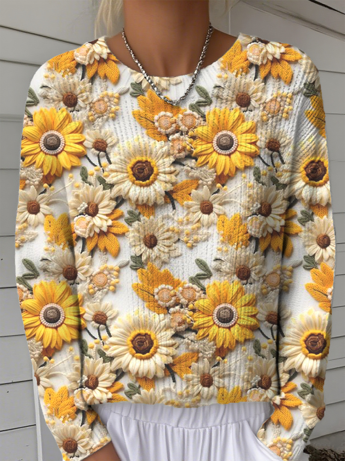 Women's Autumn Pattern Crewneck Sweater Casual Comfort Regular Pullover Sweatshirt