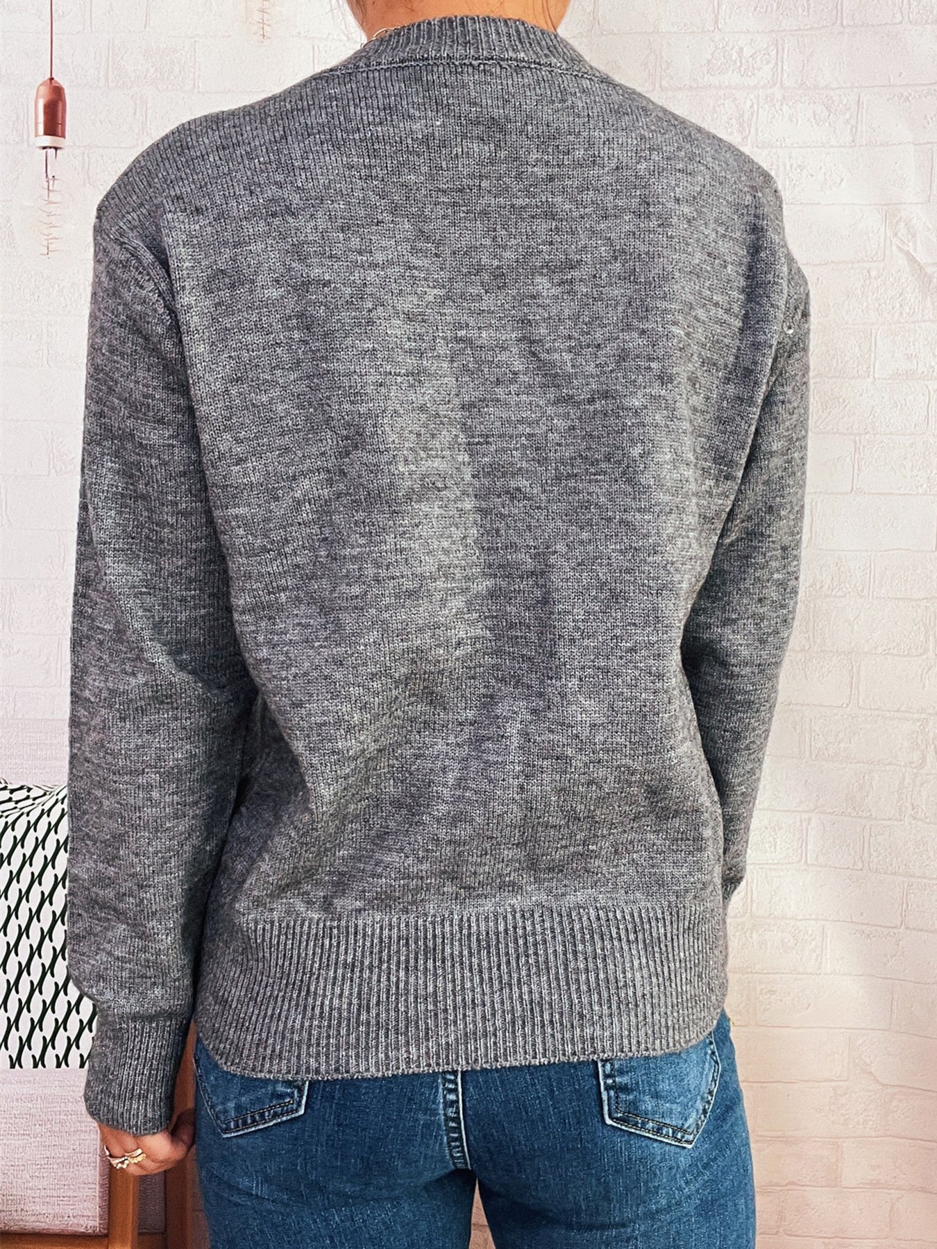 Crew Neck Casual Cotton Cardigan