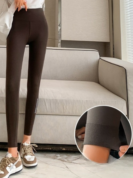 Shark Pants With Thin Fleece Bottoming, Outer Wear Elastic High Waist Tights, Slim Fit, Tummy Lifting, Hip Lifting, Slimming Yoga Barbie Pants Leggings