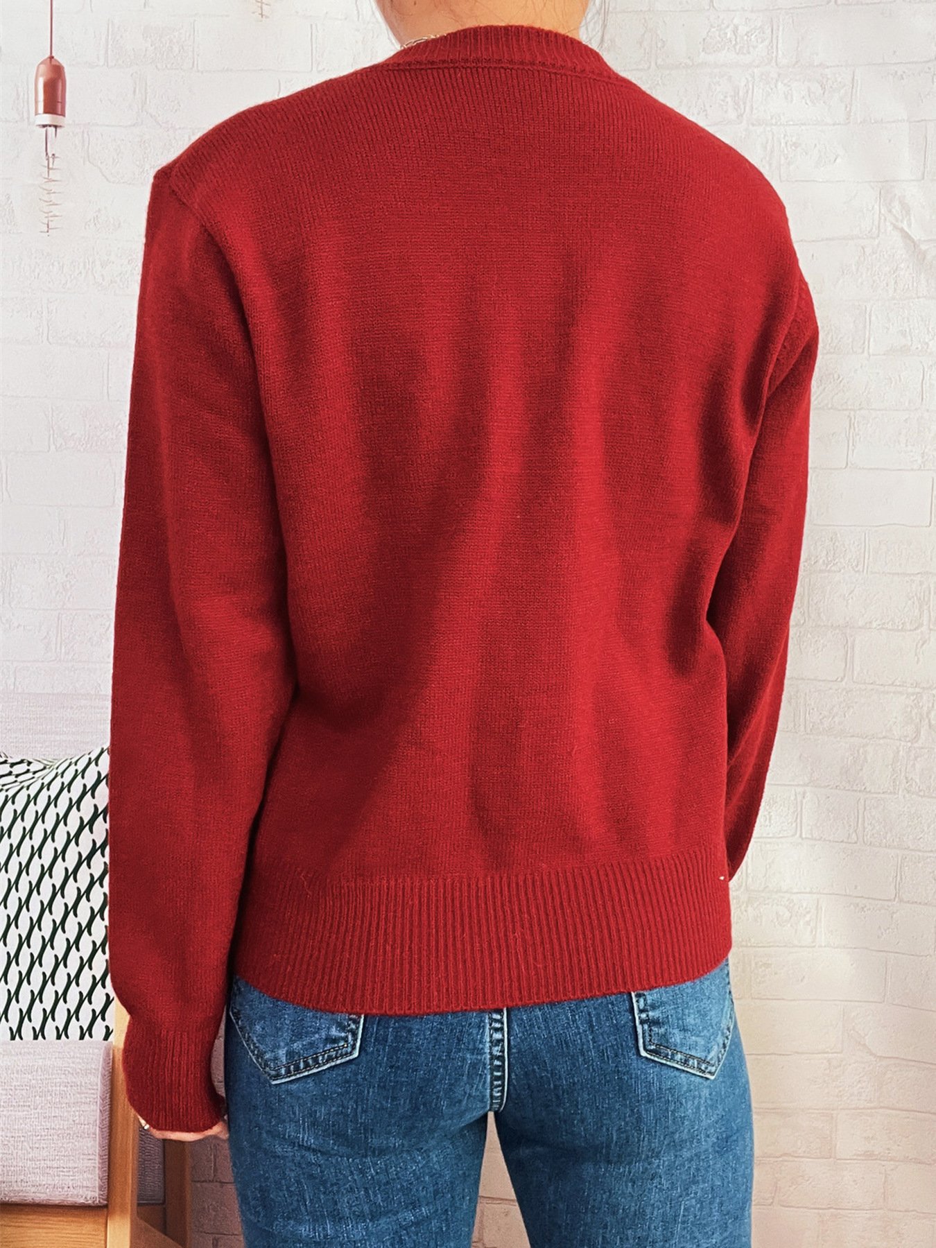 Crew Neck Casual Cotton Cardigan