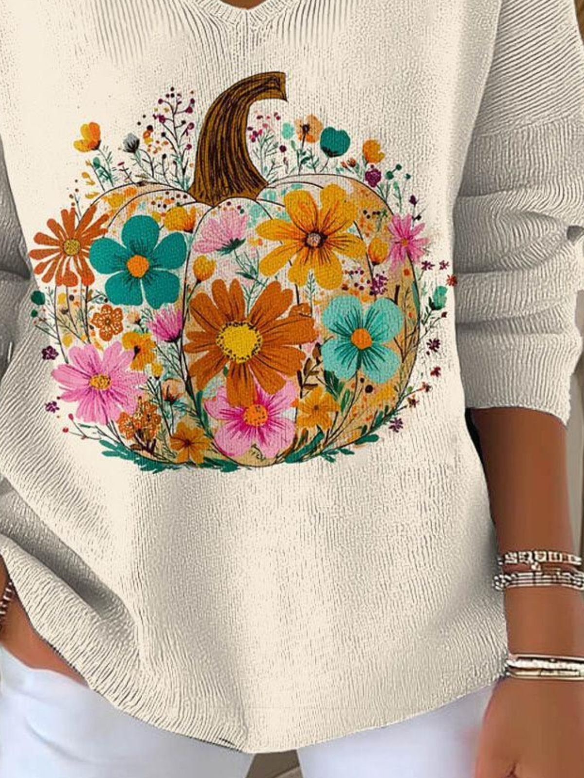 Pumpkin Pattern Casual Sweater