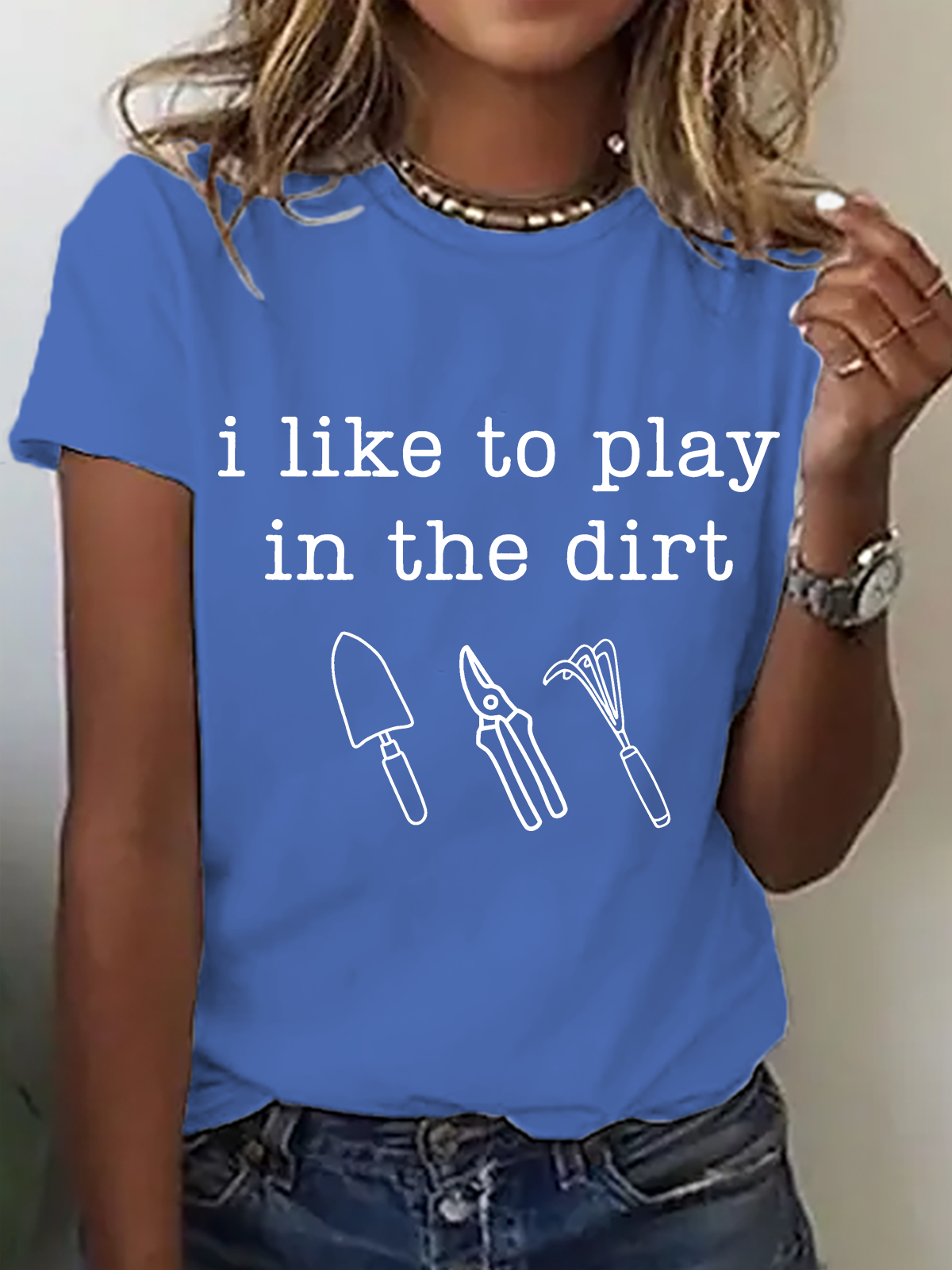 I Like To Play In The Dirt Print T-Shirt