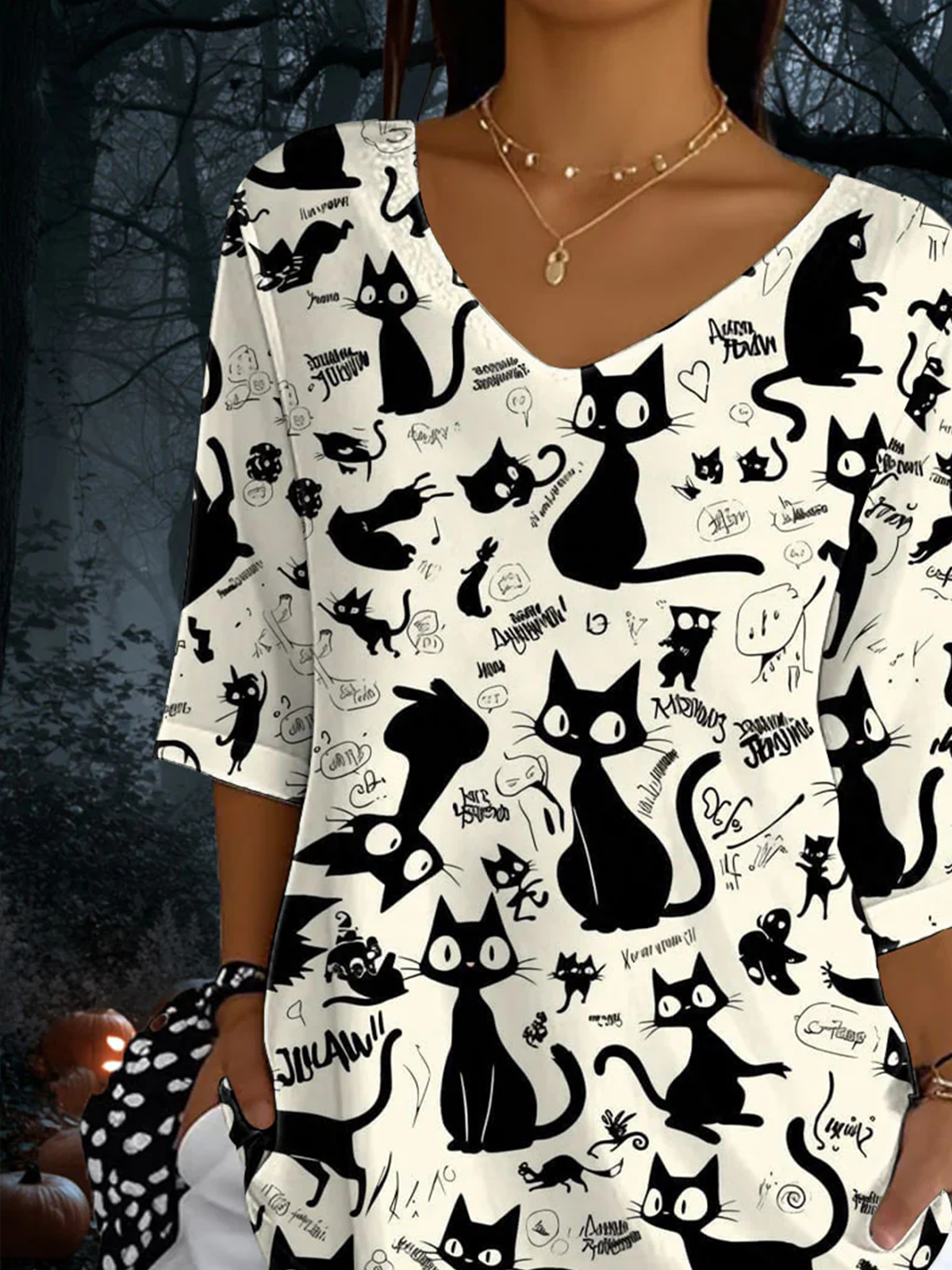 Cat Vintage Crew Neck T-Shirt