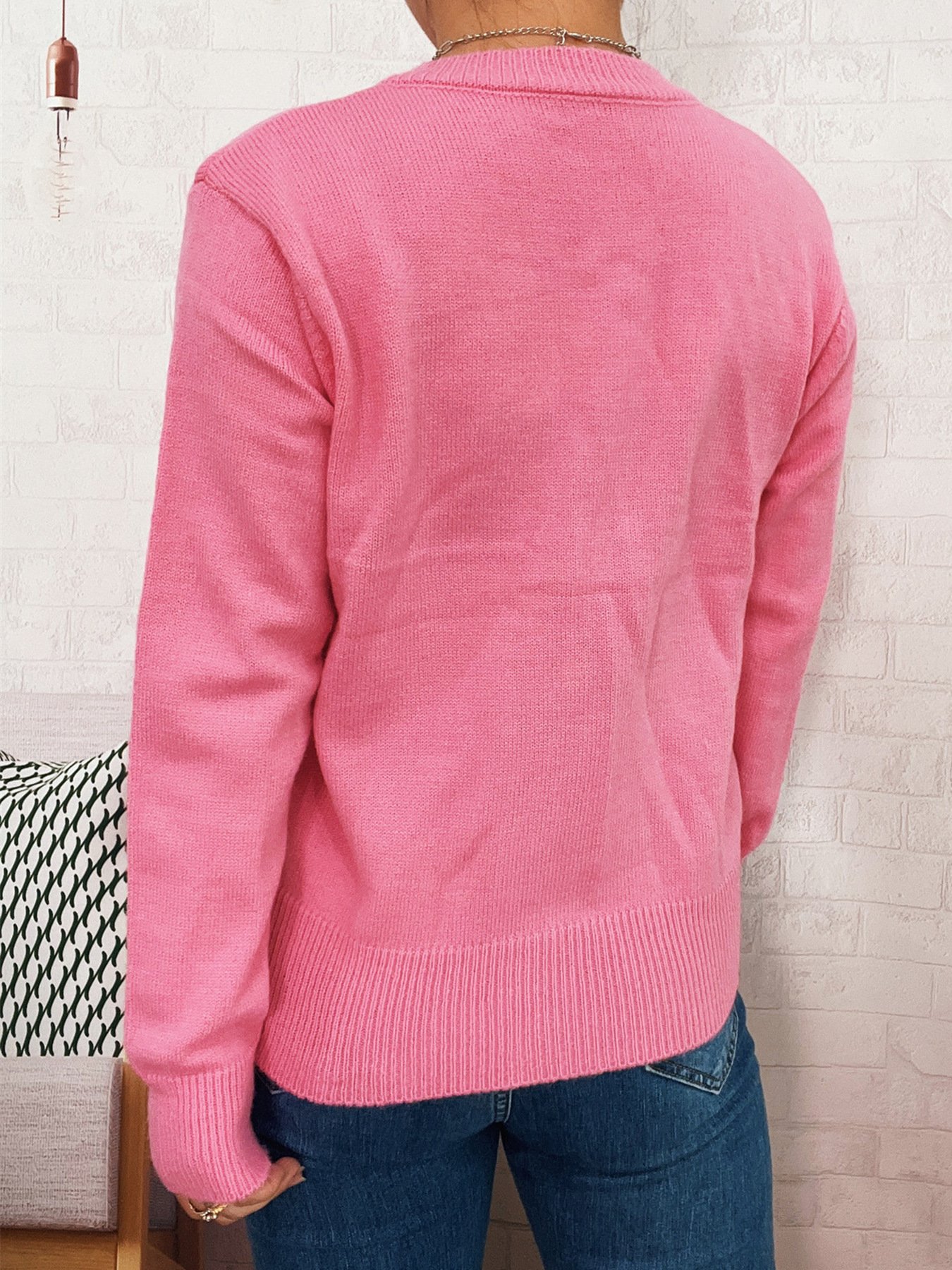 Crew Neck Casual Cotton Cardigan
