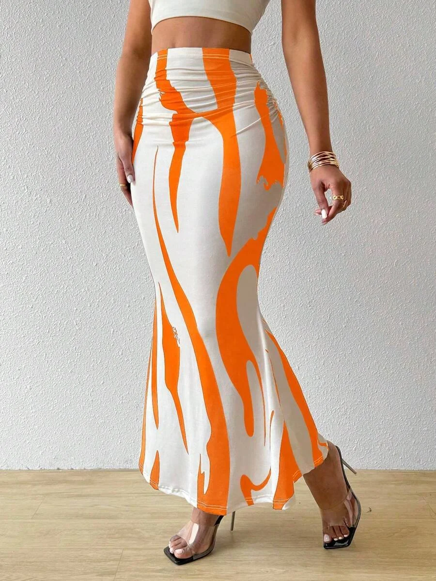 Women's Elegant Commuting Knitted Fishtail Skirt Slim Pleated Sexy Versatile Skirt