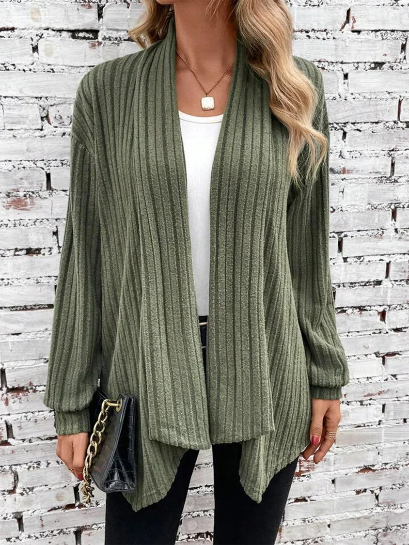 V Neck Plain Casual Cardigan