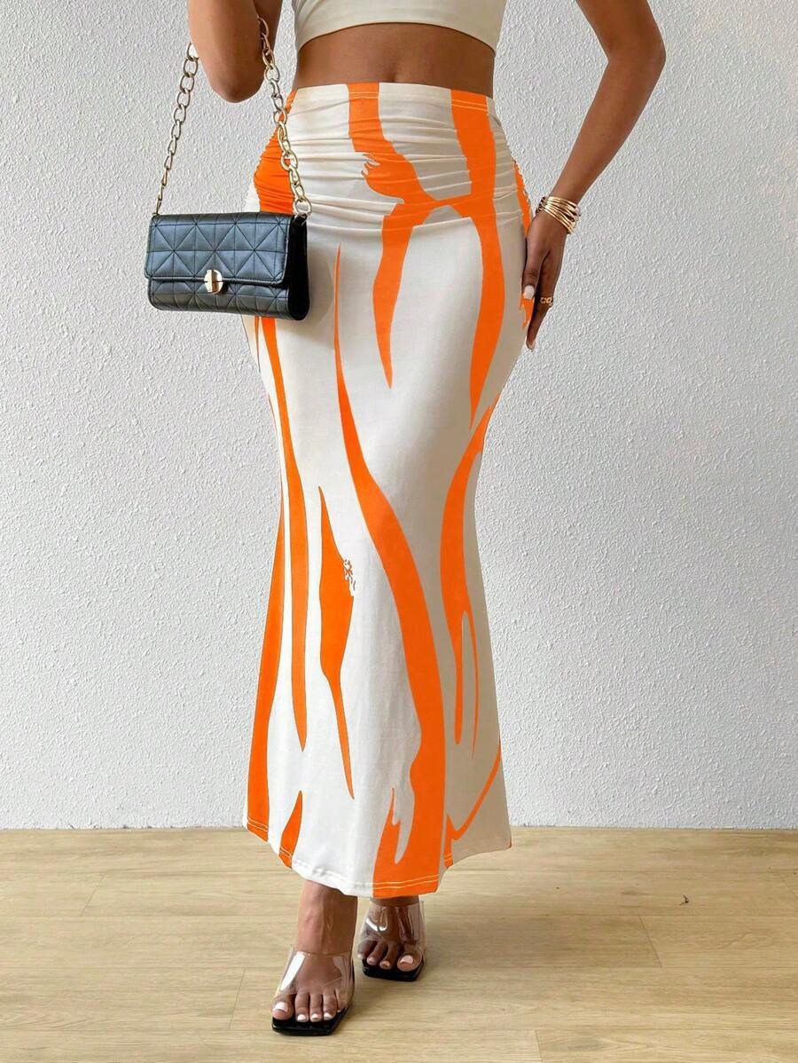 Women's Elegant Commuting Knitted Fishtail Skirt Slim Pleated Sexy Versatile Skirt