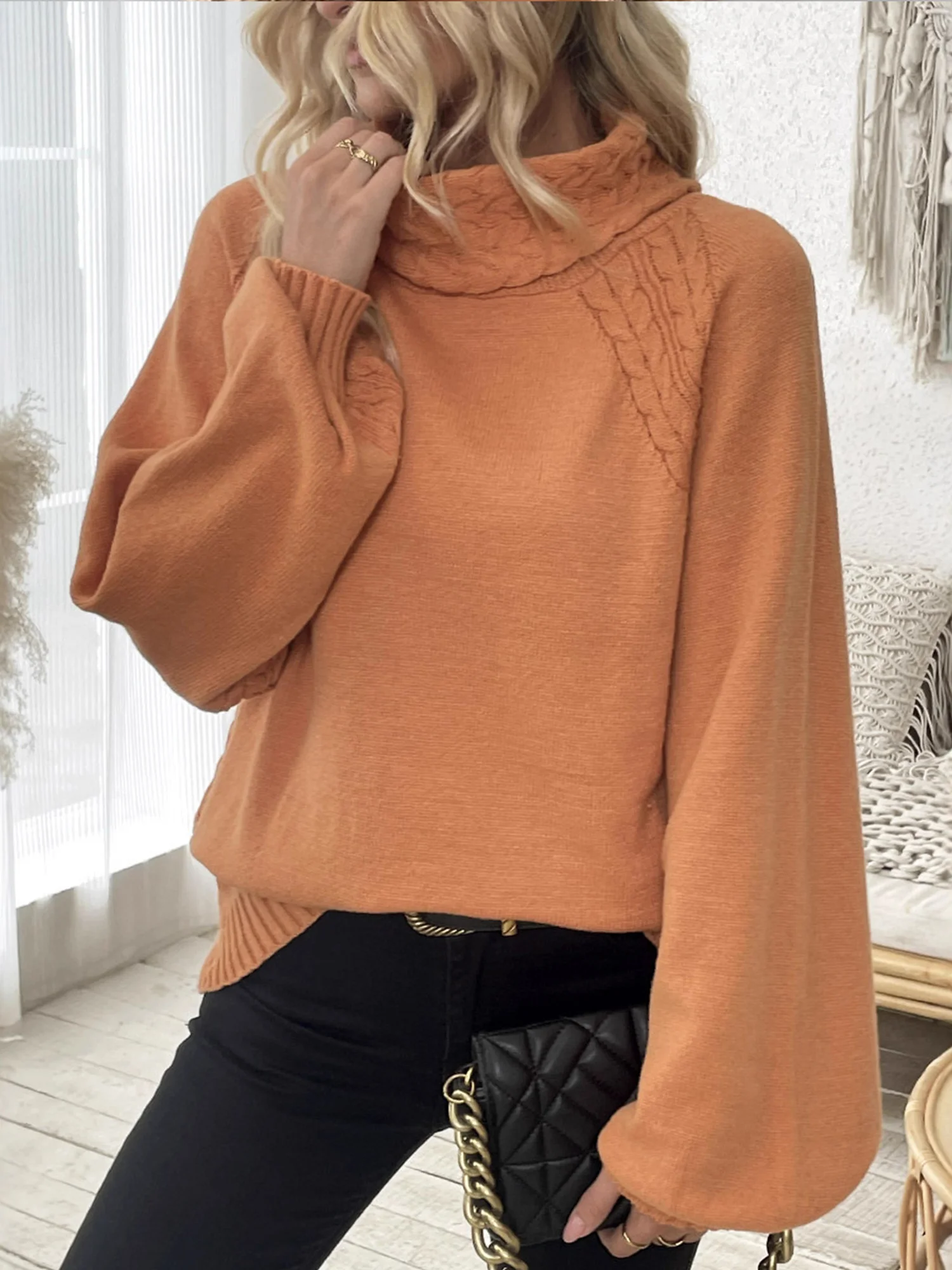 Casual Plain Turtleneck Sweater