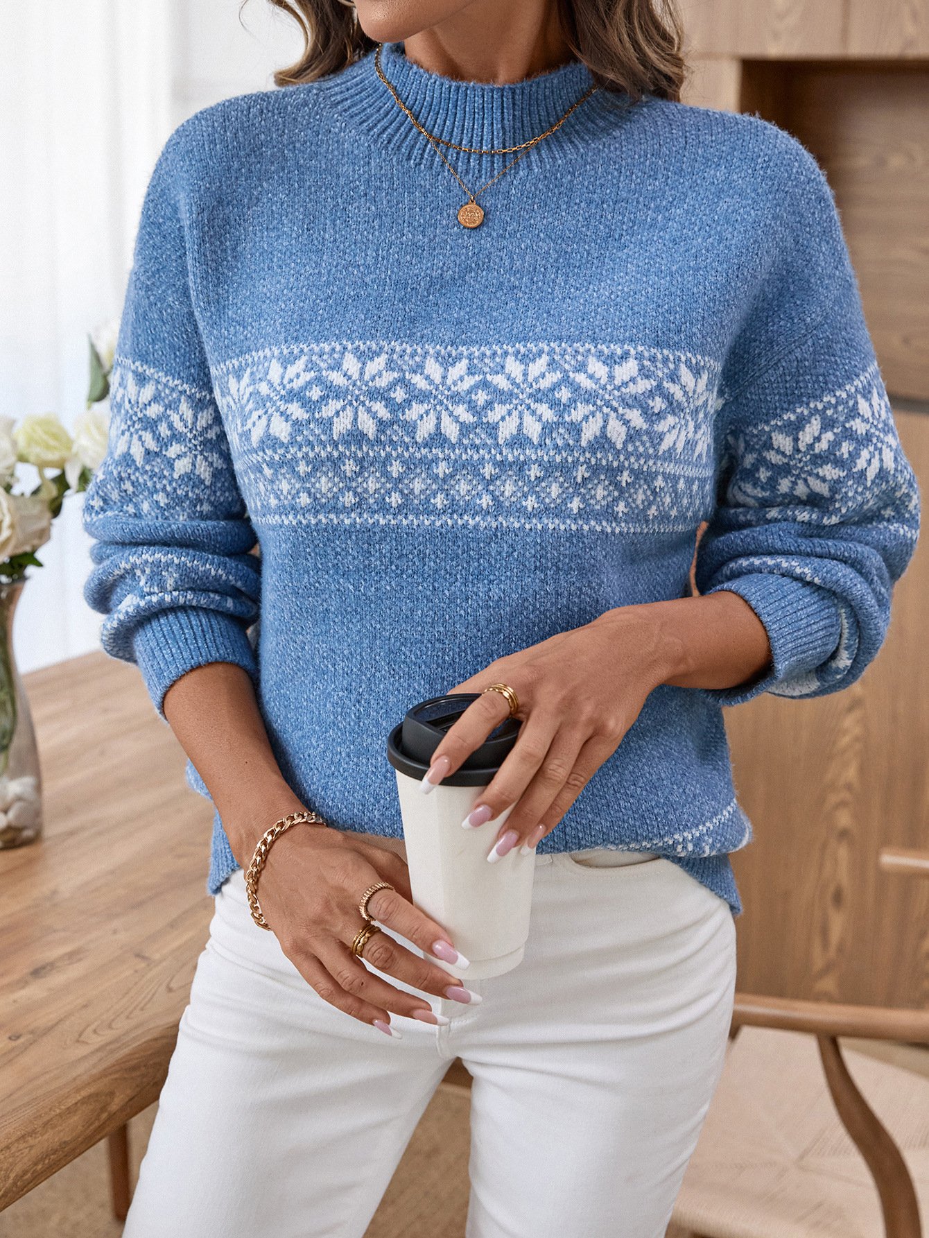 Crew Neck Casual Regular Fit Color Block Sweater