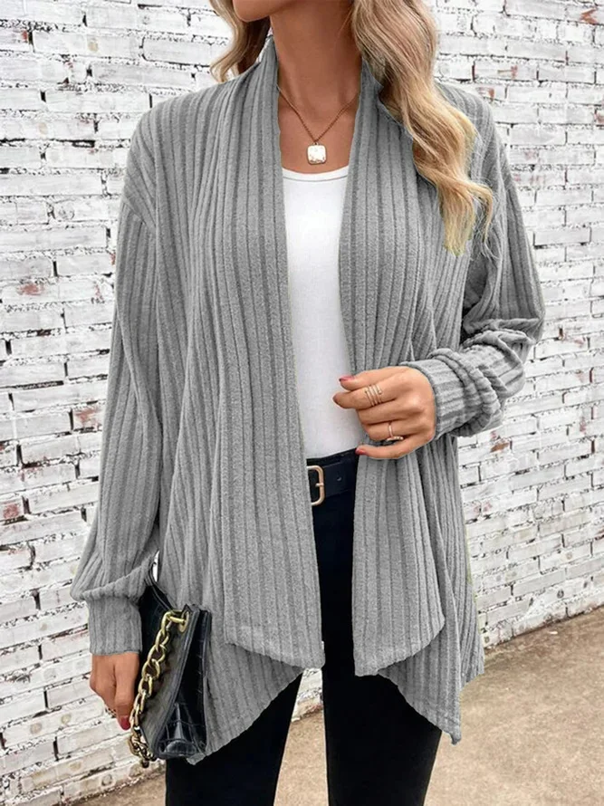 V Neck Plain Casual Cardigan