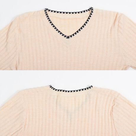 Women's Autumn And Winter V-Neck Sweater Top Versatile Threaded Bottoming Shirt