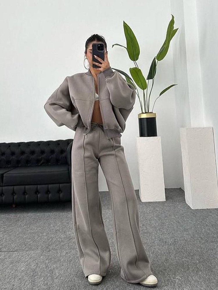 Casual Suit Autumn And Winter Cardigan Sports Women's Fashion Street Style Long-Sleeved Jacket And Trousers Two-Piece Suit