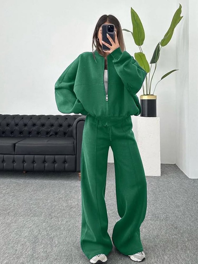 Casual Suit Autumn And Winter Cardigan Sports Women's Fashion Street Style Long-Sleeved Jacket And Trousers Two-Piece Suit