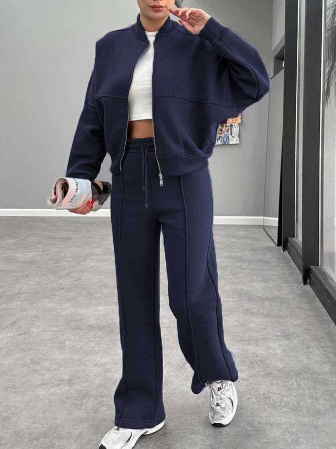 Casual Suit Autumn And Winter Cardigan Sports Women's Fashion Street Style Long-Sleeved Jacket And Trousers Two-Piece Suit