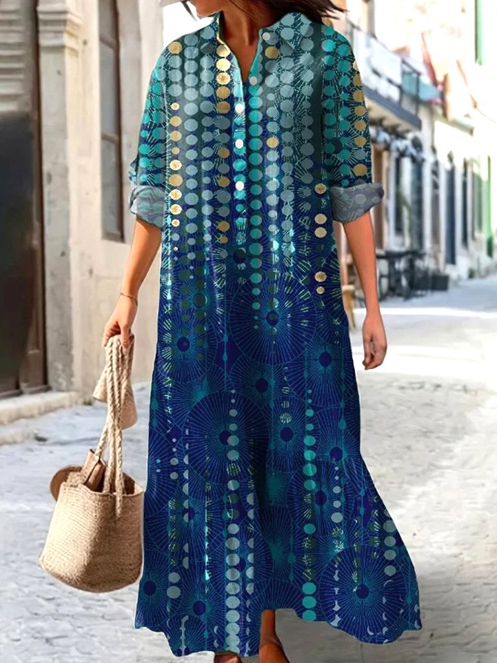 Casual Geometric Dress With No