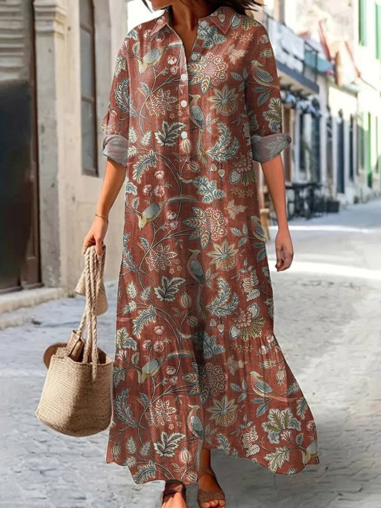 Casual Floral Regular Fit Cotton Dress With No