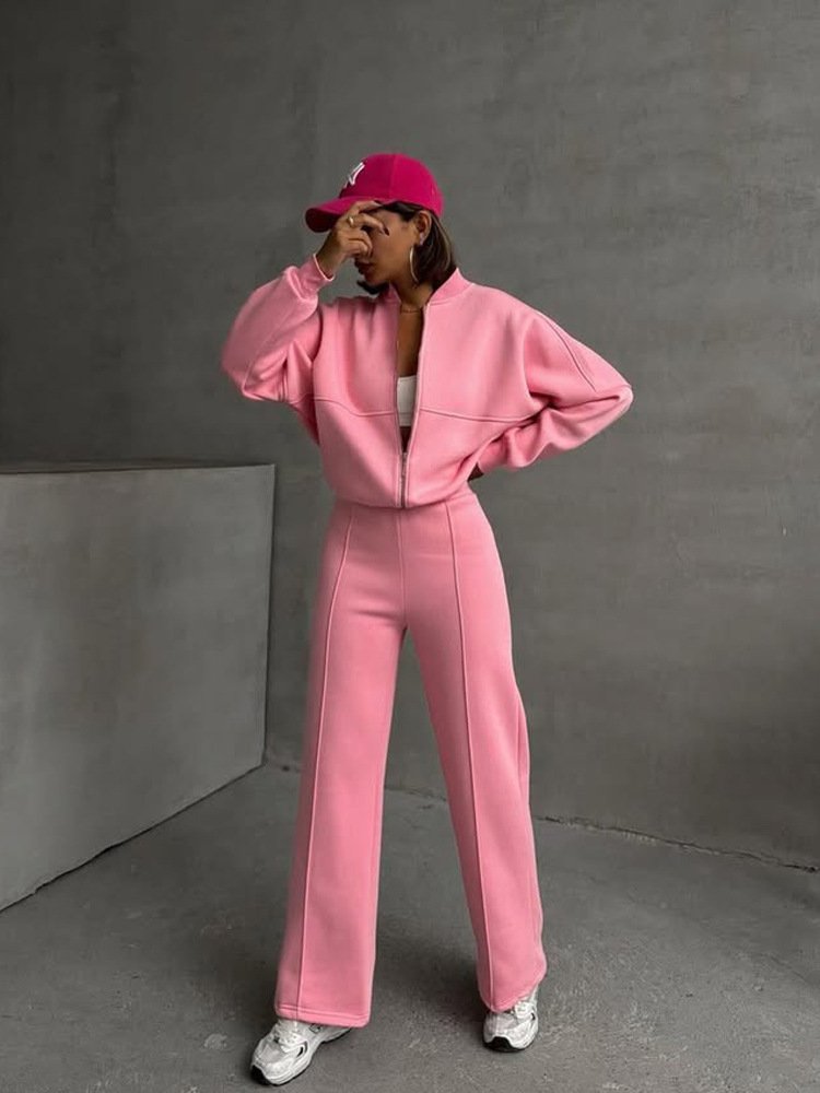 Casual Suit Autumn And Winter Cardigan Sports Women's Fashion Street Style Long-Sleeved Jacket And Trousers Two-Piece Suit