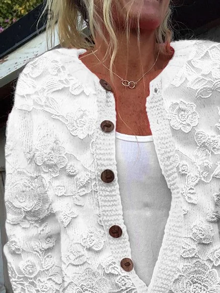 Women's Floral Print Casual Long Sleeve Button Cardigan Sweater