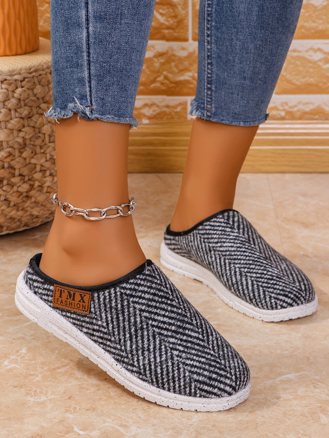 All Season Casual Fleece Color Block Loafers