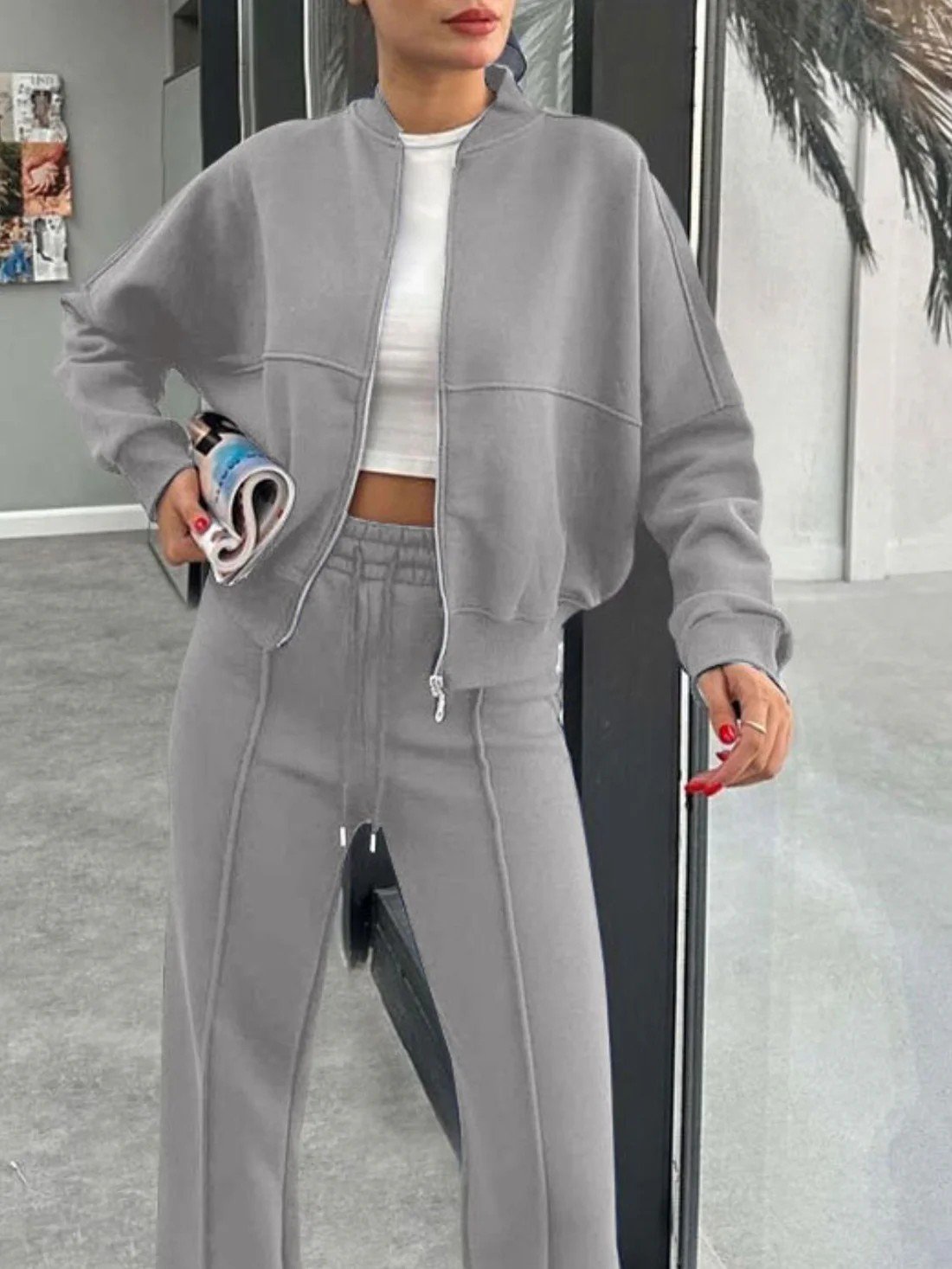 Casual Suit Autumn And Winter Cardigan Sports Women's Fashion Street Style Long-Sleeved Jacket And Trousers Two-Piece Suit