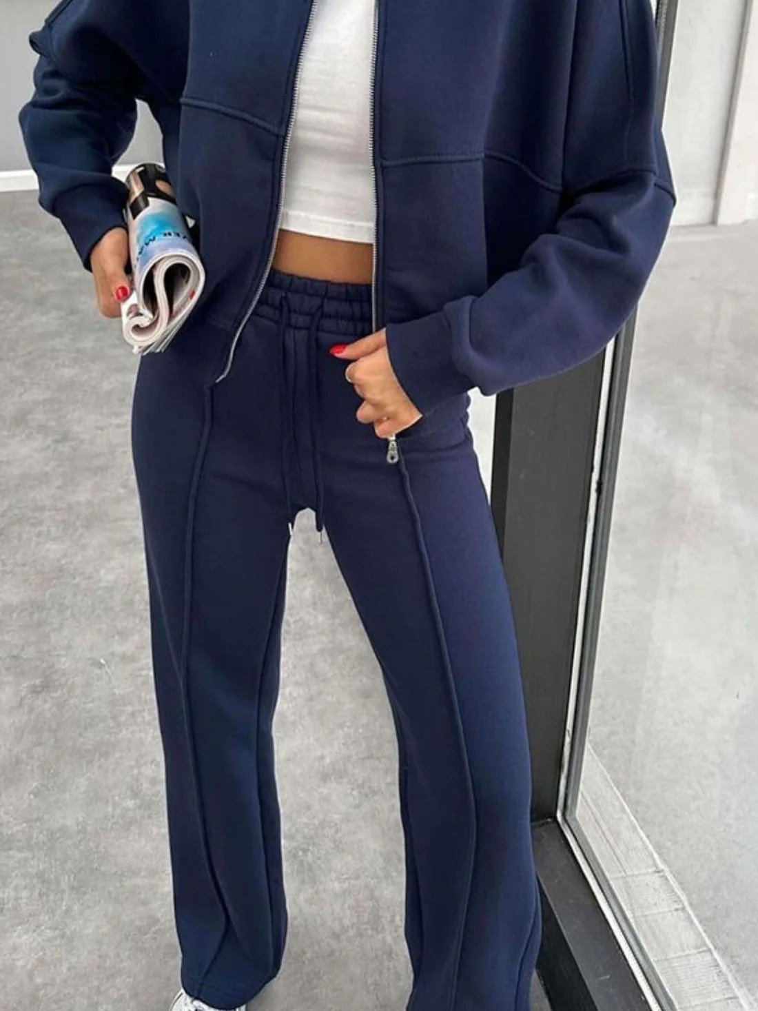Casual Suit Autumn And Winter Cardigan Sports Women's Fashion Street Style Long-Sleeved Jacket And Trousers Two-Piece Suit