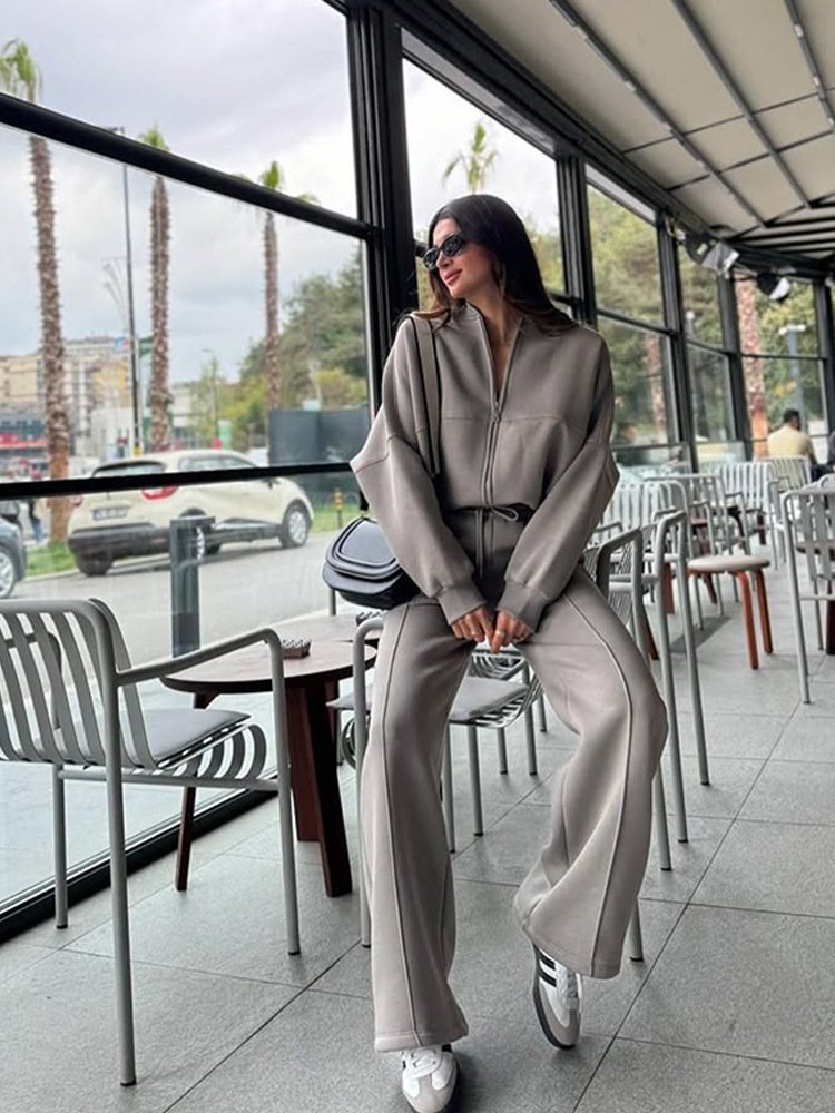 Casual Suit Autumn And Winter Cardigan Sports Women's Fashion Street Style Long-Sleeved Jacket And Trousers Two-Piece Suit
