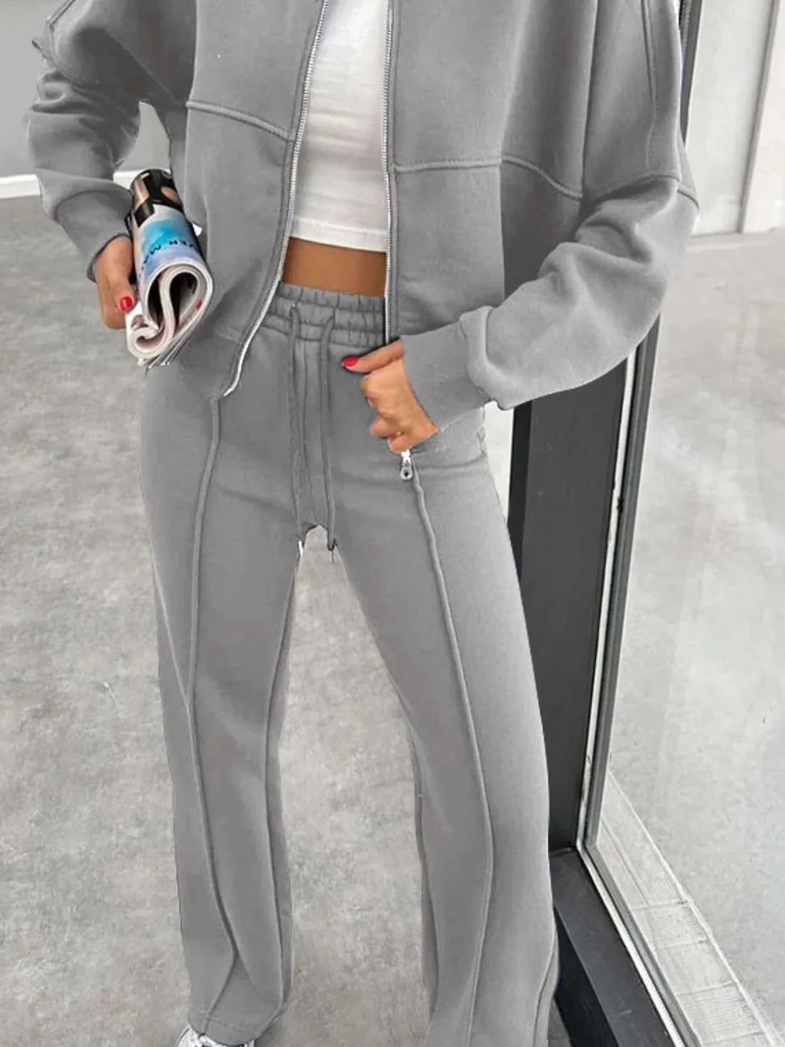 Casual Suit Autumn And Winter Cardigan Sports Women's Fashion Street Style Long-Sleeved Jacket And Trousers Two-Piece Suit