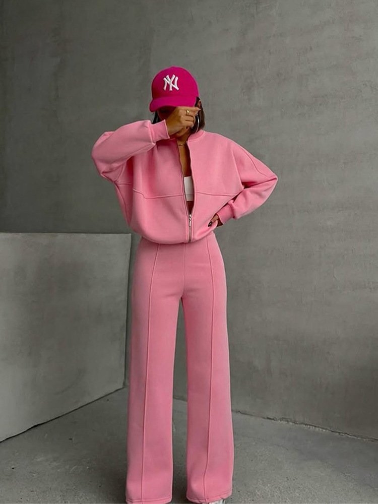 Casual Suit Autumn And Winter Cardigan Sports Women's Fashion Street Style Long-Sleeved Jacket And Trousers Two-Piece Suit