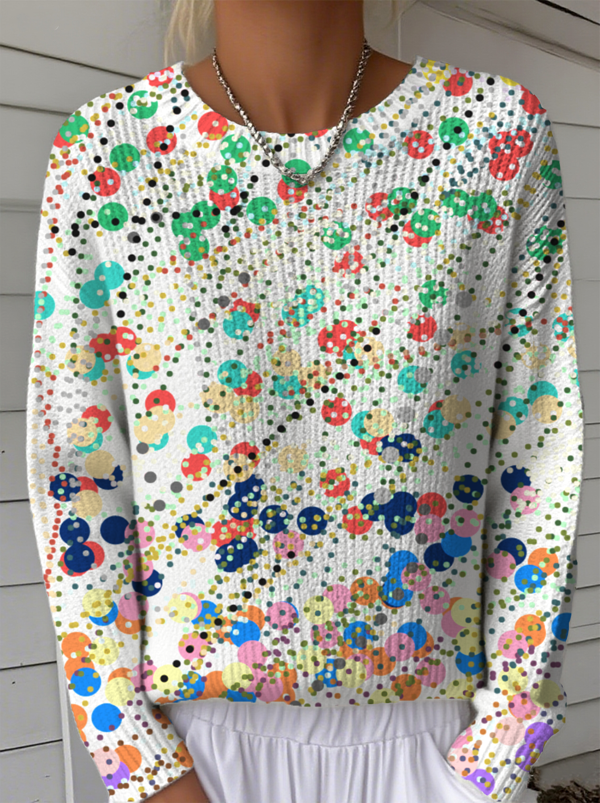 Women's Geometric Gradient Pattern Pullover Sweater Regular Autumn and Winter Top