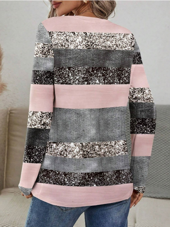 Women's Long Sleeve T-shirt Spring/Fall Pink Abstract Printing Jersey Crew Neck Daily Going Out Casual Top