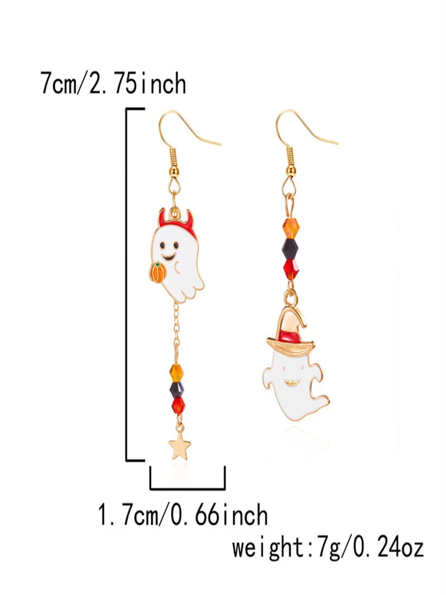 Alloy Electroplating Halloween Jewelry Cartoon Bat Ghost Pumpkin Earrings Halloween Kitten Skull Spider Witch Earrings