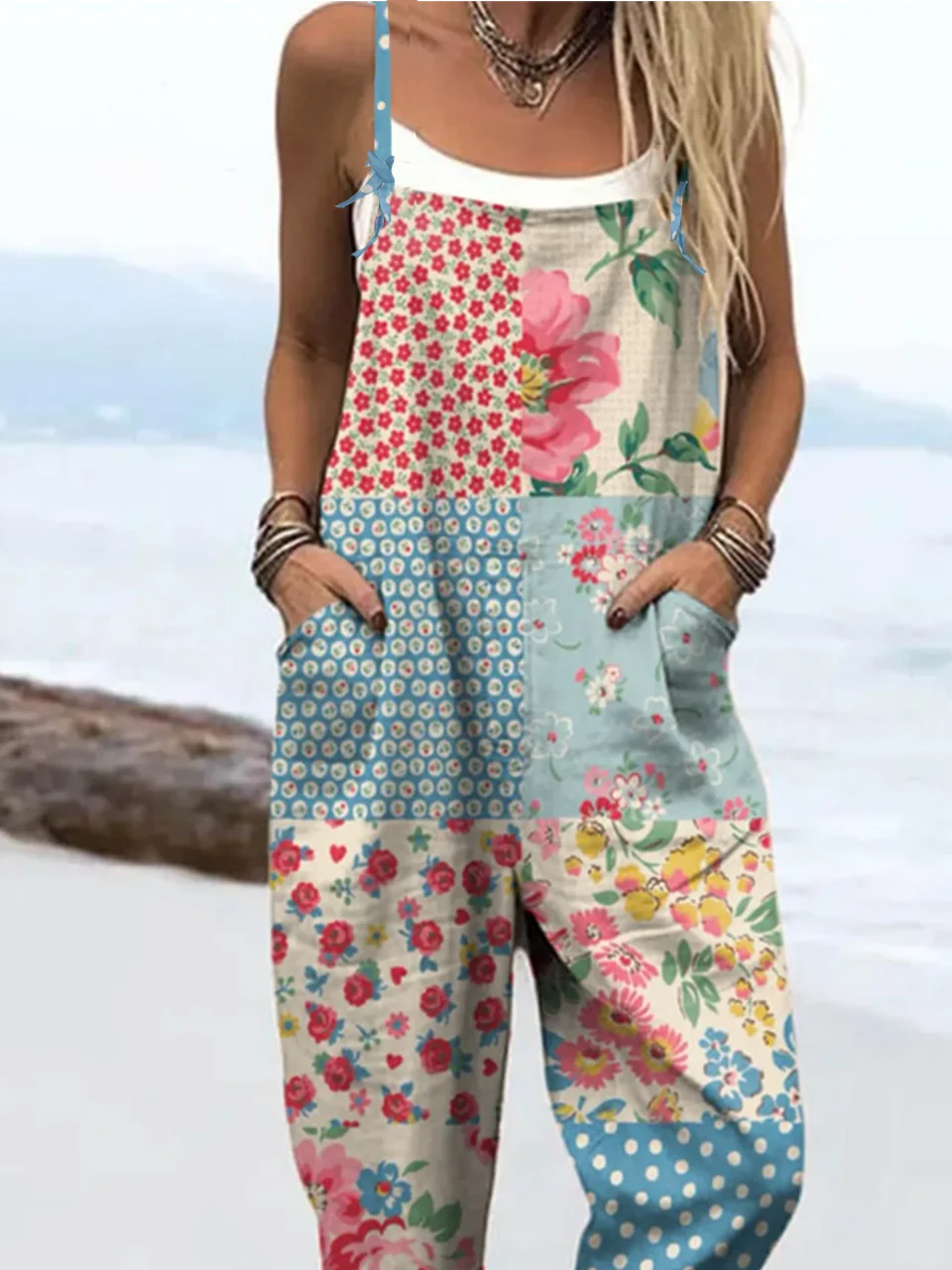 Others Casual Multicolor Block Bib Pants