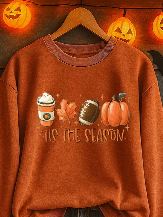 Women's Halloween Autumn Print Crew Neck Long Sleeve Sweatshirt