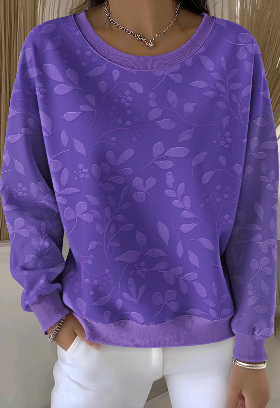 Casual Cotton Crew Neck Sweatshirt