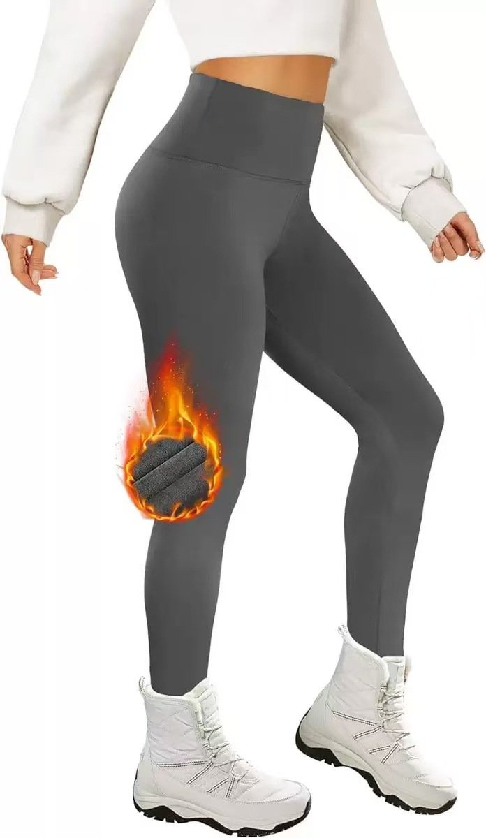 Plain Sports Regular Fit High-waisted Leggings Elastic Warm PlushLong Autumn And Winter Plush Warm Slimming And Tummy-controlling Yoga Pants Leggings