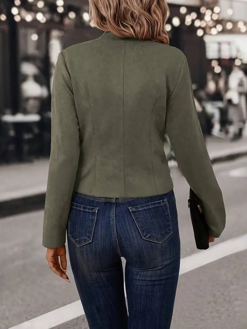Stand Collar Plain Regular Fit Elegant Blazer