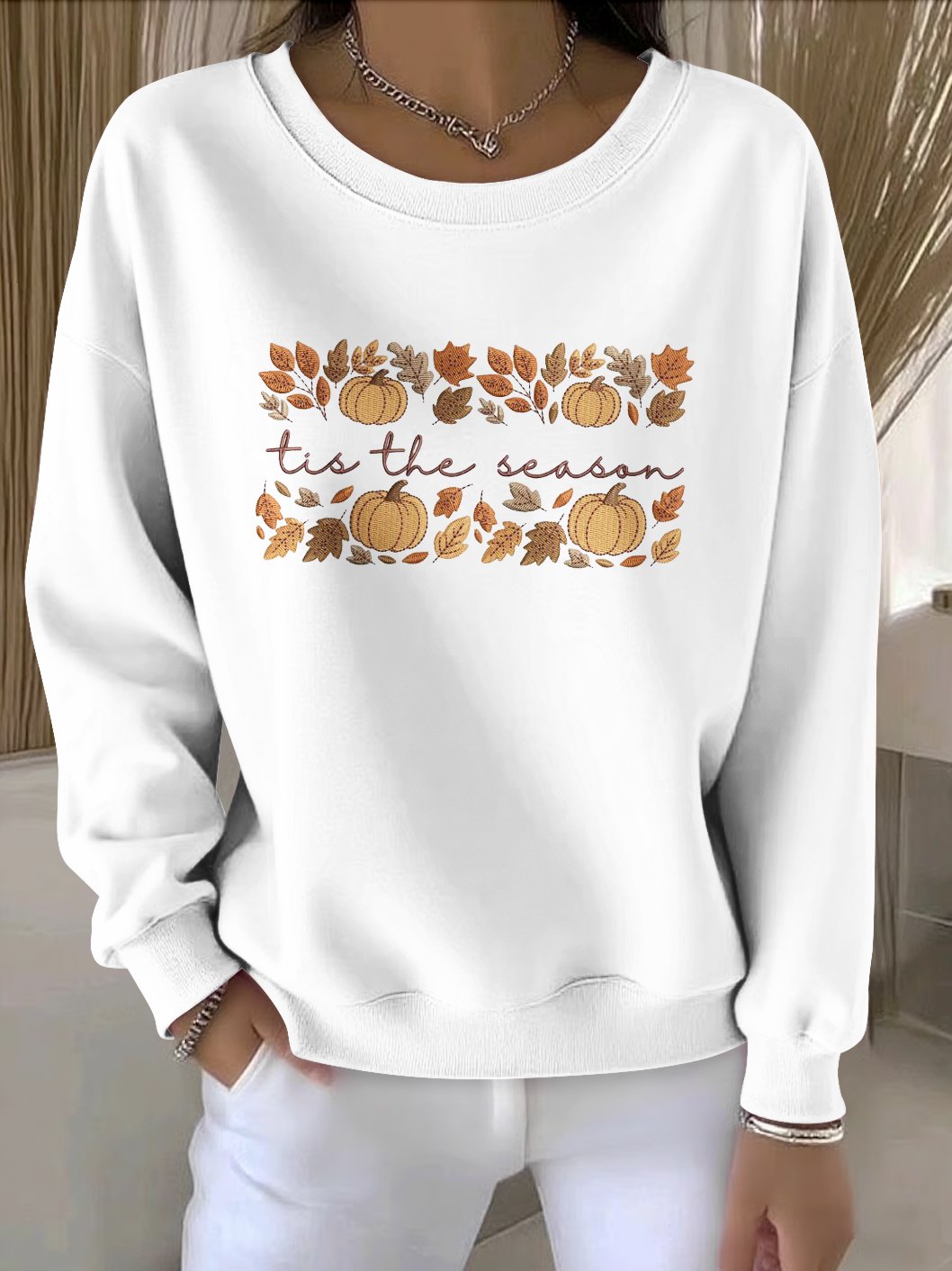 Casual Cotton Crew Neck Sweatshirt