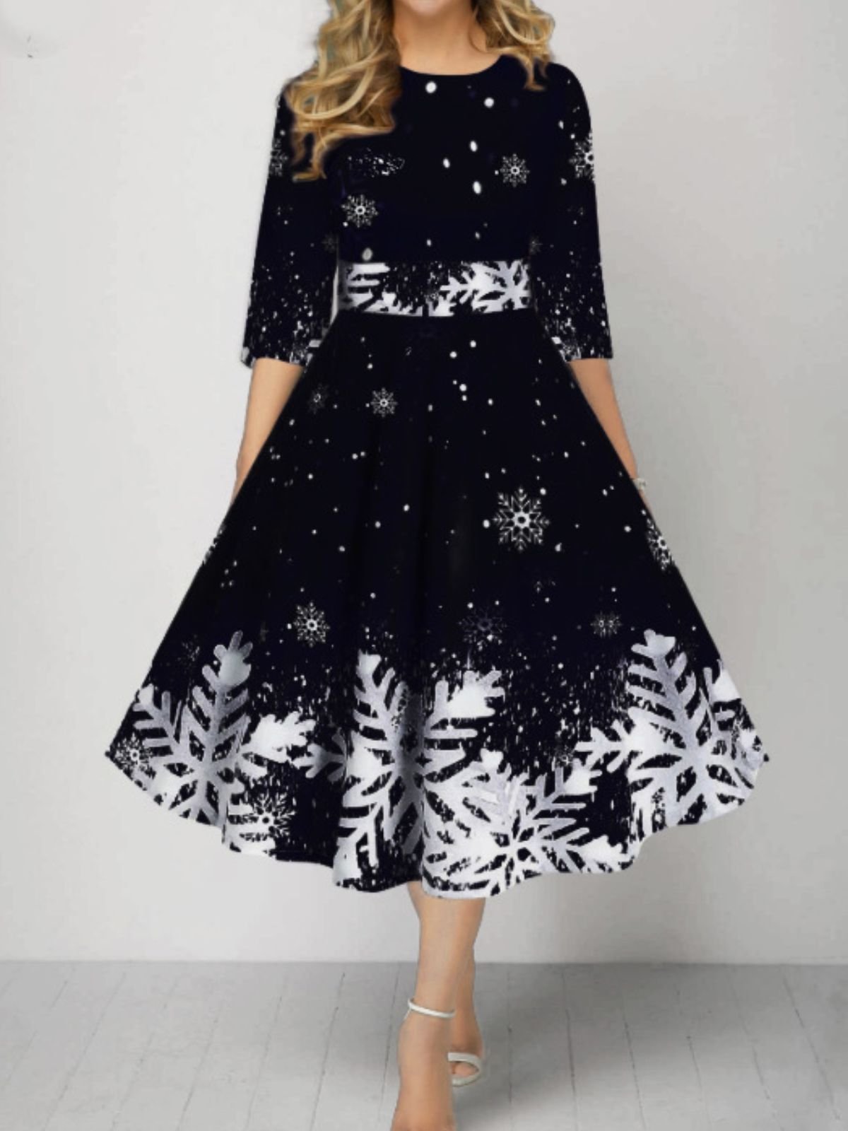 Crew Neck Christmas Sexy Regular Fit Dress With No
