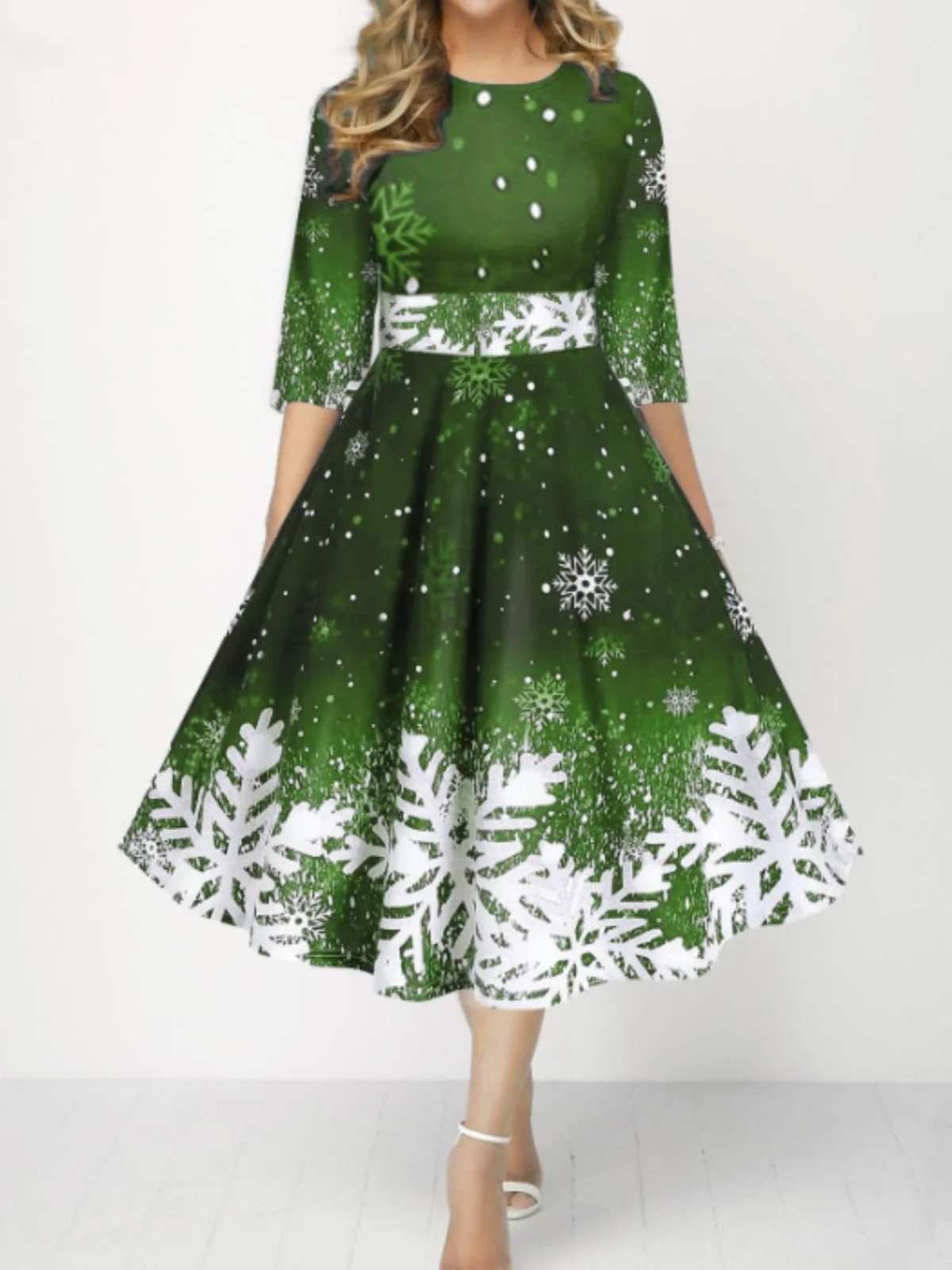Crew Neck Christmas Sexy Regular Fit Dress With No