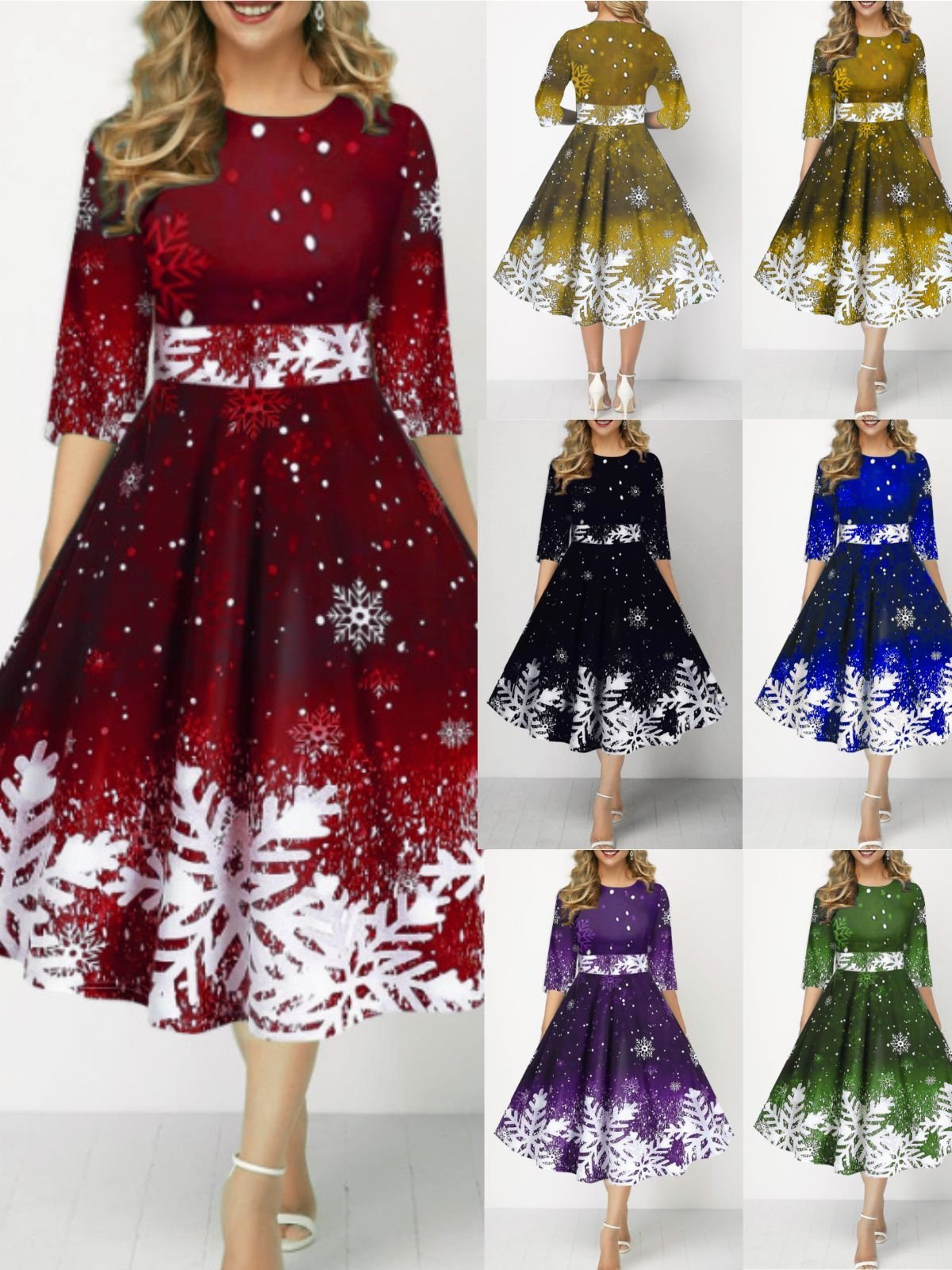 Crew Neck Christmas Sexy Regular Fit Dress With No