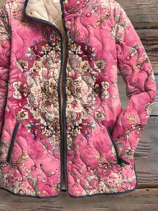Vintage Stand Collar Padded Jacket