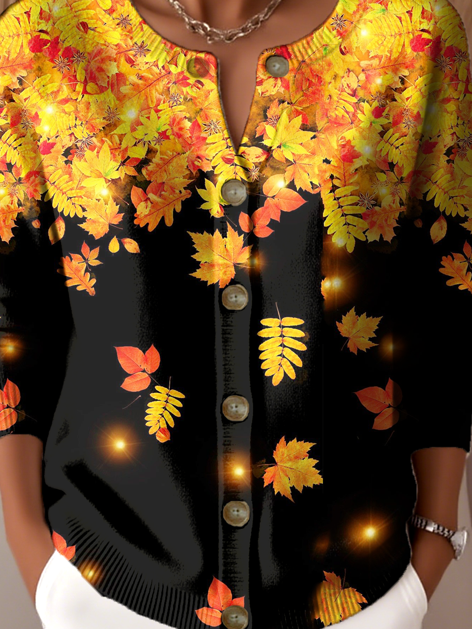 Gradient Pattern Vintage Crew Neck Cardigan