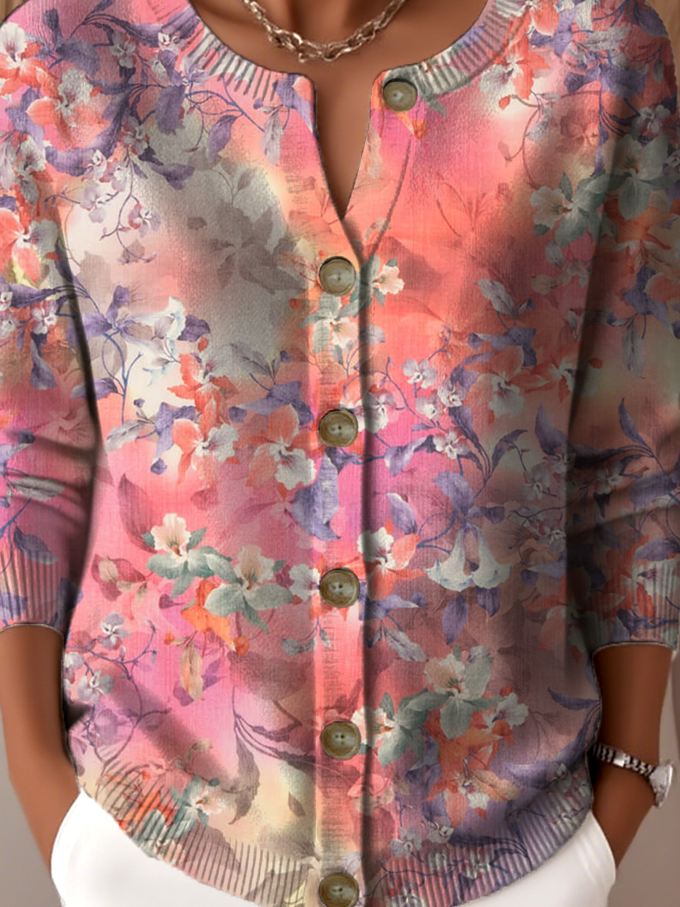 Crew Neck Loose Knitted Vintage Cardigan