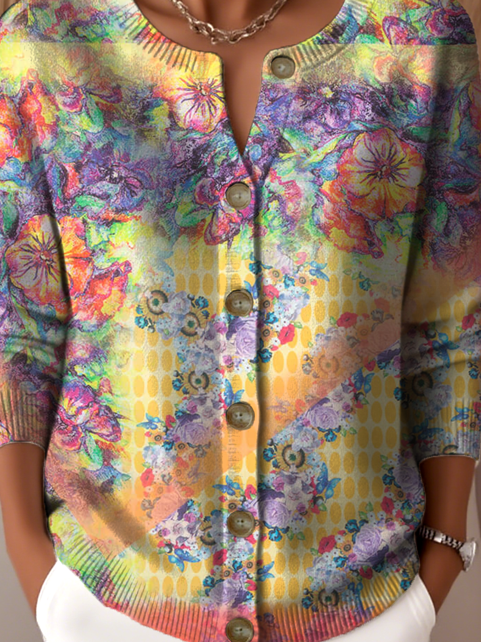 Crew Neck Loose Knitted Vintage Cardigan