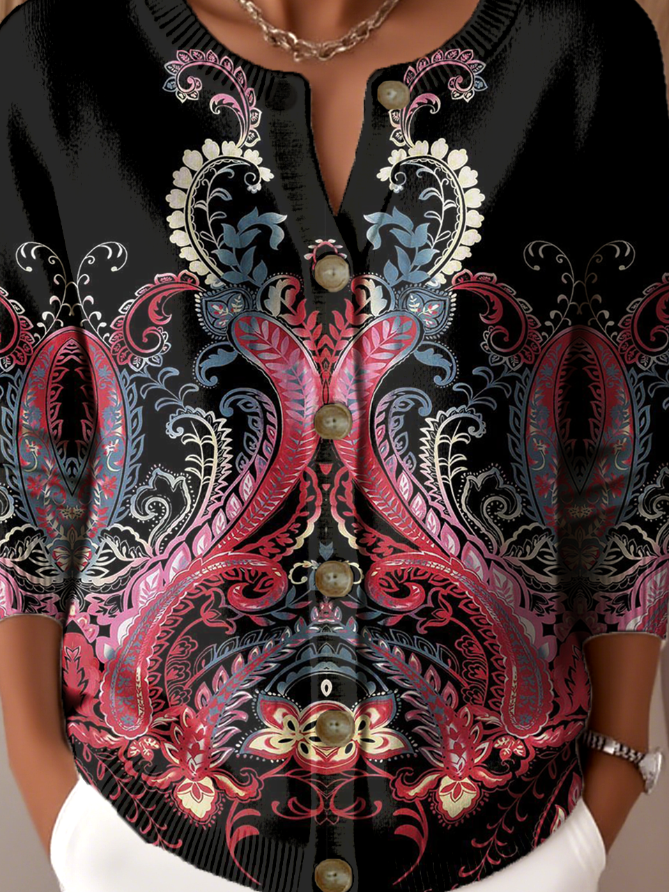 Vintage Loose Knitted Gradient Pattern Cardigan
